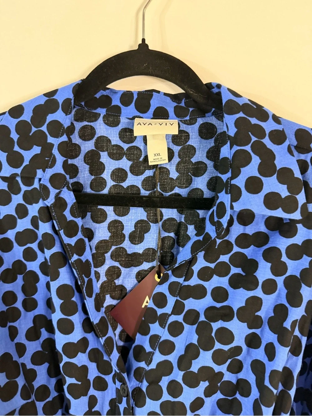 Ava & Viv Polka Dot Blue Black Dress